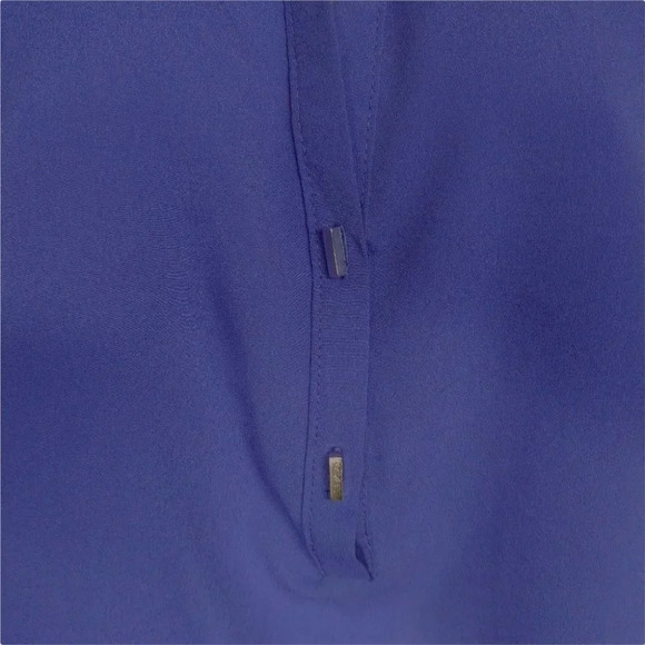 Milano Purple Blouse Rectangular Buttons Lightweight Vee Neck L - Picture 5 of 10